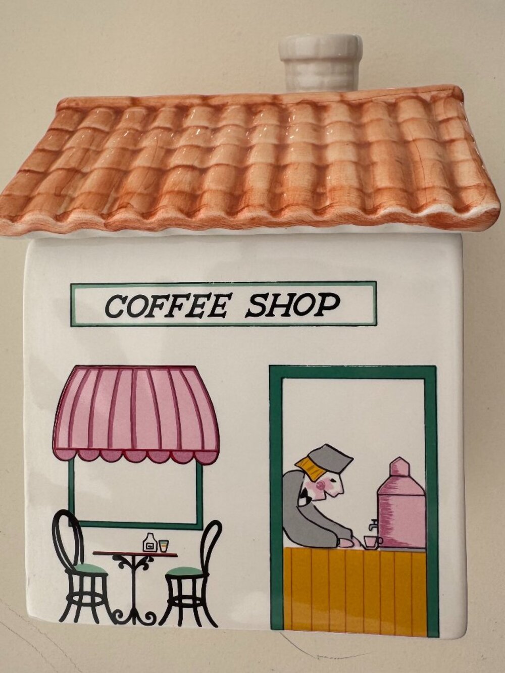 RB Bernarda Portugal Coffee Canister & Lid 6" Red Roof Detail Europe Coffee Shop